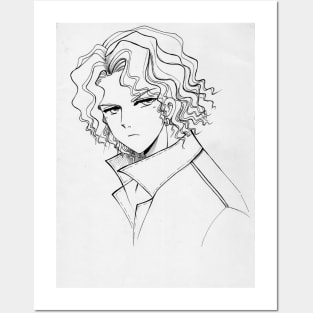 Drawing of a handsome curly hair boy 2009 Posters and Art